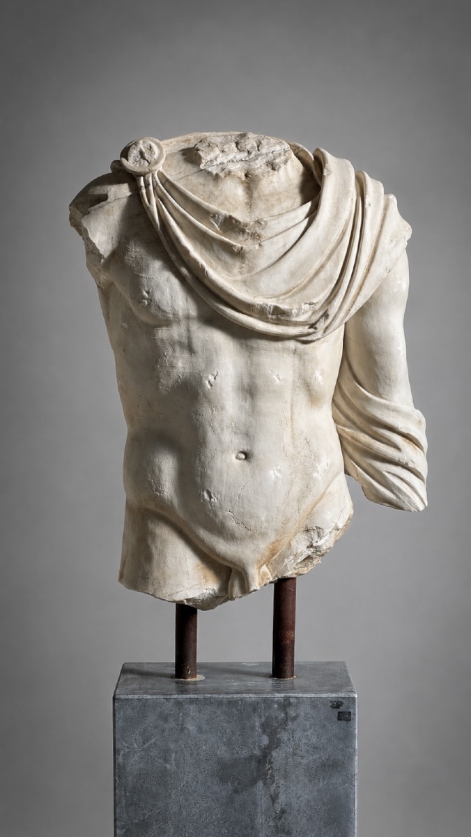 Torse Masculin en marbre d’après l’Antiquité-Antique-Romain-Buste-Sculpture-Statue-photo-2