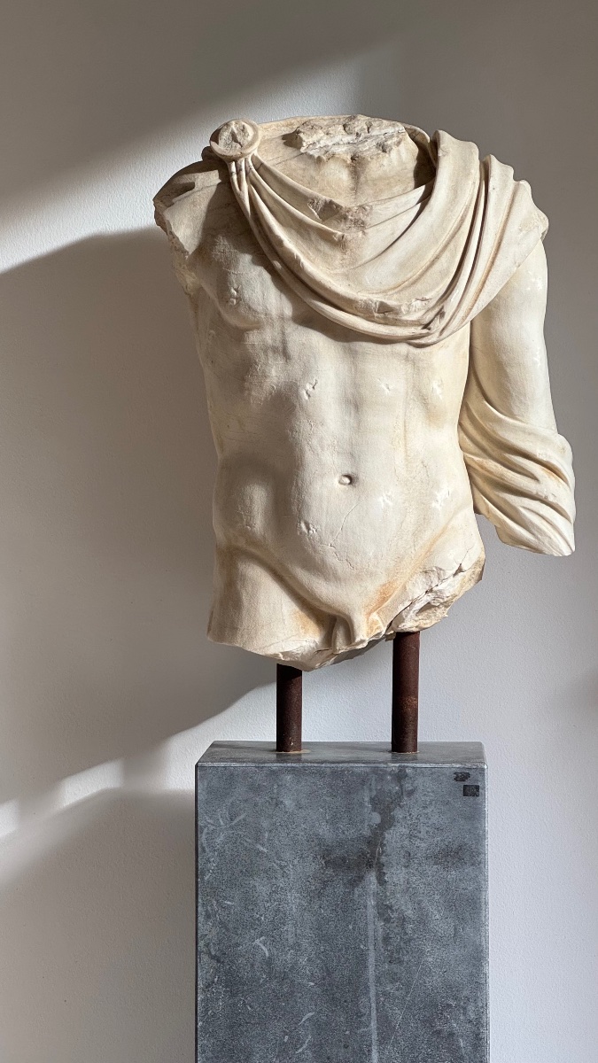 Torse Masculin en marbre d’après l’Antiquité-Antique-Romain-Buste-Sculpture-Statue-photo-4