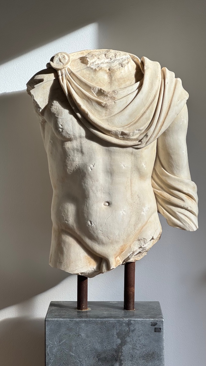 Torse Masculin en marbre d’après l’Antiquité-Antique-Romain-Buste-Sculpture-Statue-photo-1