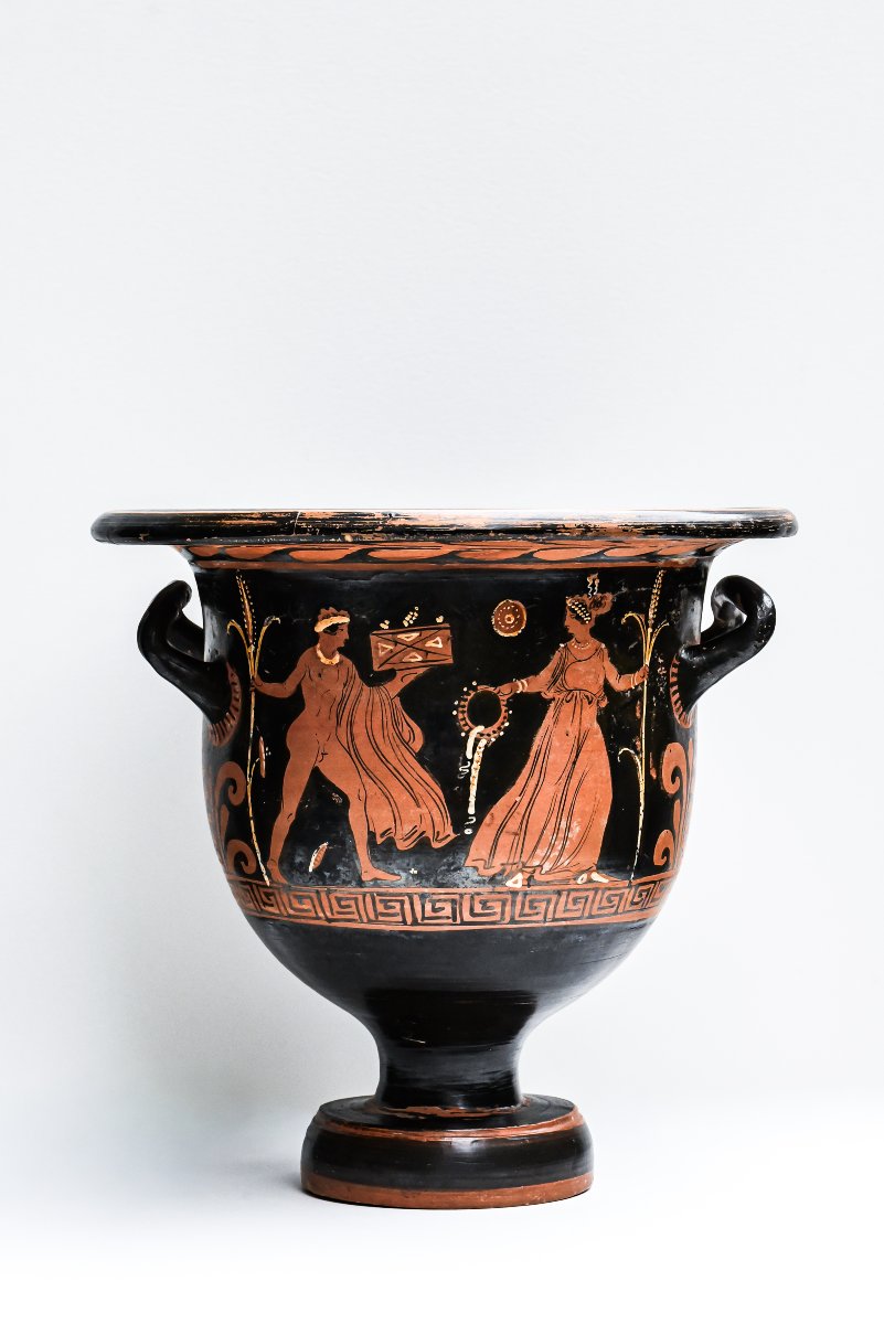 Cratère en cloche à figures rouges-Grande Grèce-Archéologie-Céramique-Grecque-Vase