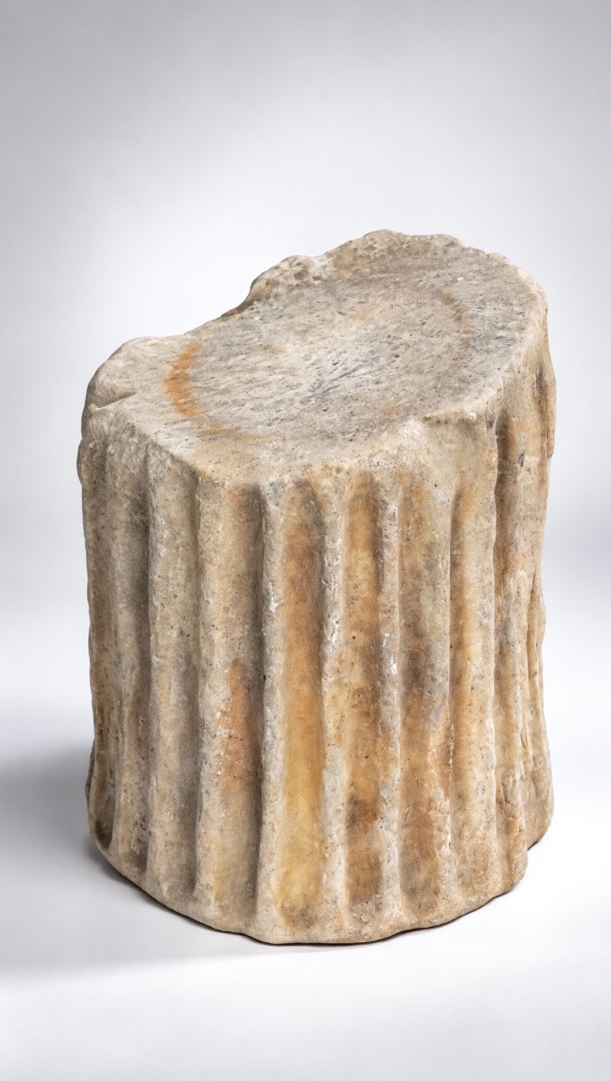 Fragment Of An Ancient Roman Marble Column - Roman Period - Stone Carving-photo-6