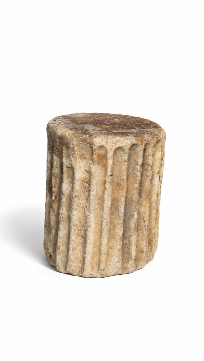 Fragment Of An Ancient Roman Marble Column - Roman Period - Stone Carving