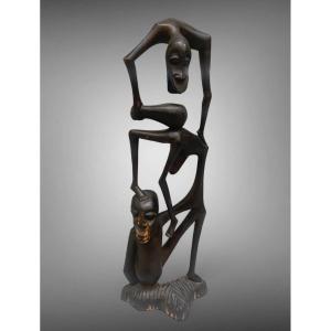 Sculpture moderniste anthropomorphe en bois 1950 MASSAI Kenya 
