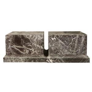 Pair Of Griotte Marble Pedestals Stand-column-base-statue-sculpture
