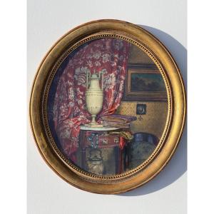 Interior Scene By Pascal Blanchard, Watercolor, French School, 19th Century