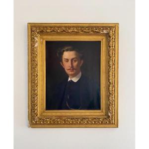 Portrait Of A Man By Francisque édouard Bertier, 1868—oil On Canvas—19th-century French School