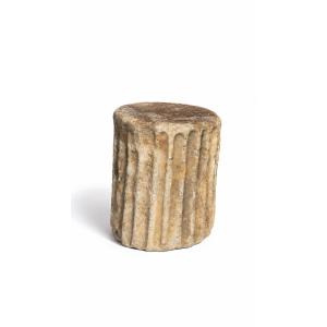 Fragment De Colonne Romaine Antique En Marbre - Époque Romaine - Art Lapidaire