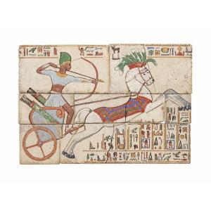 Bas-relief—egypt—hieroglyphs—ramses Ii—battle Of Kadesh—polychrome—pharaoh—decor—sculpture