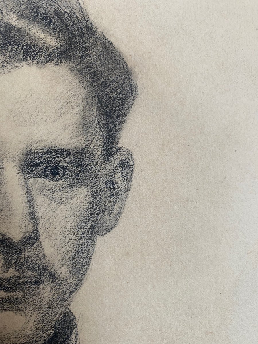 Portrait Du Sculpteur Paul Simon Par Paul Ledoux , Dessin Homme Artiste XX  -photo-1