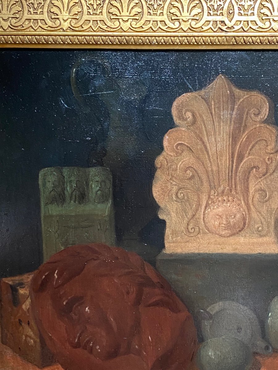 Still Life Ceramic Vase Lamp Bust Bas Relief Antique Greek Roman Painting Arthur Hacker-photo-3