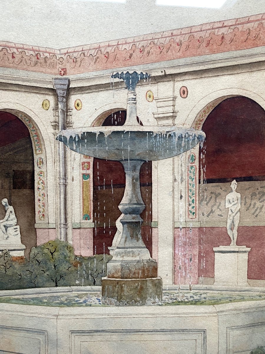 Cour Du Mûrier à L’école Des Beaux-arts à Paris Aquarelle Dessin Architecture XIX-photo-6