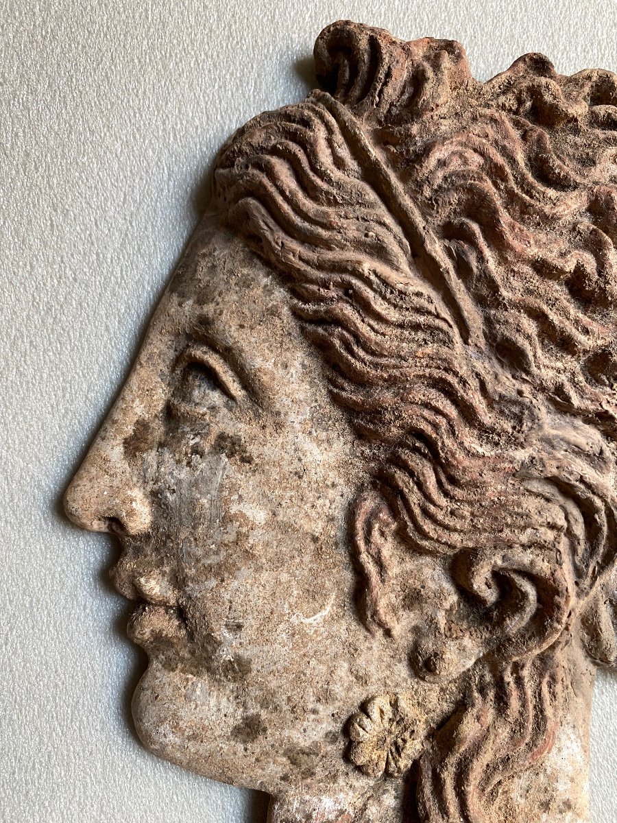 Profil De Femme Greco Romaine Plaque type Campana Céramique  Terre Cuite Antique art romain -photo-3