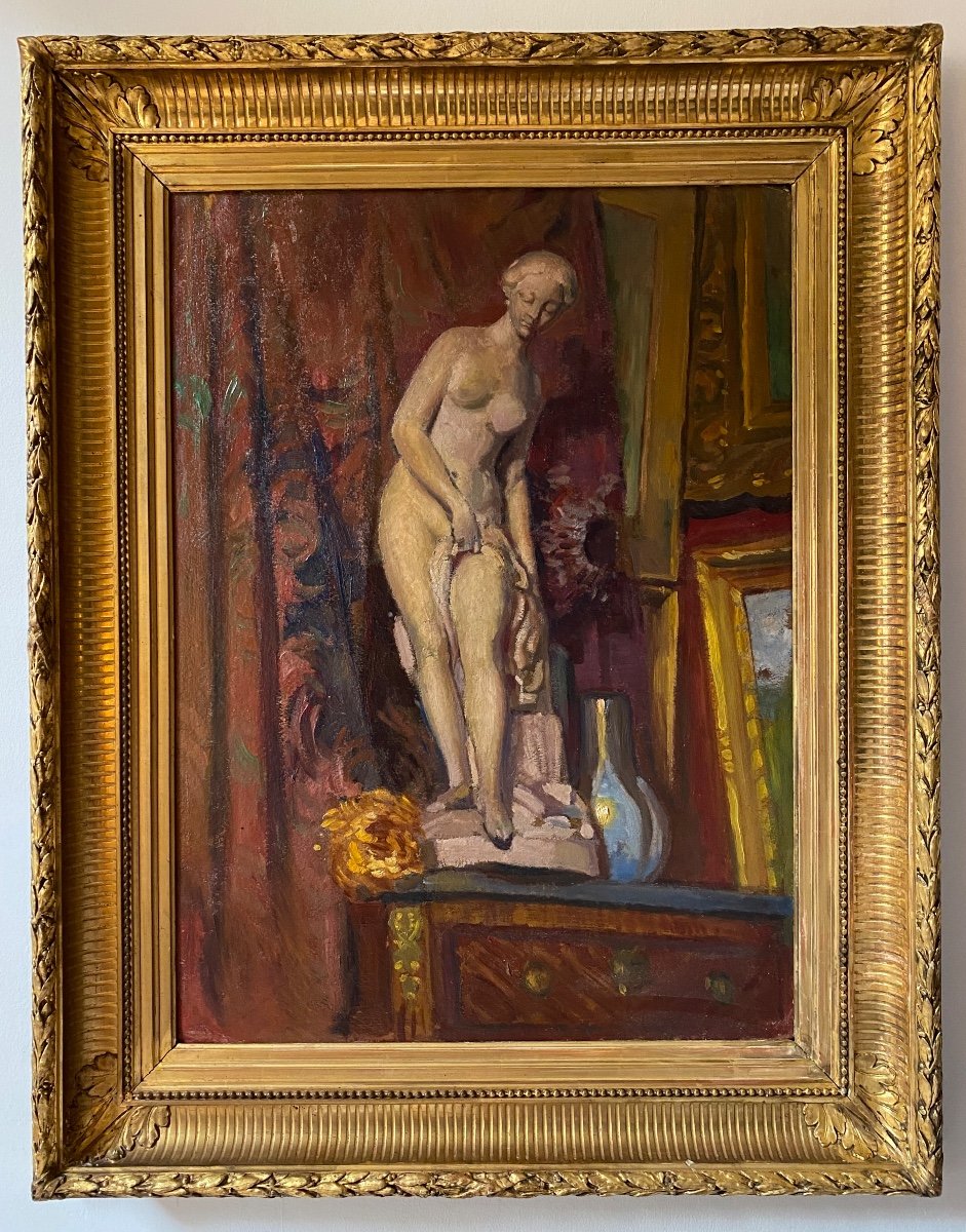 Nature Mortes Scène D’intérieur XIX Sculpture Femme Venus Nue De Falconet XVIII