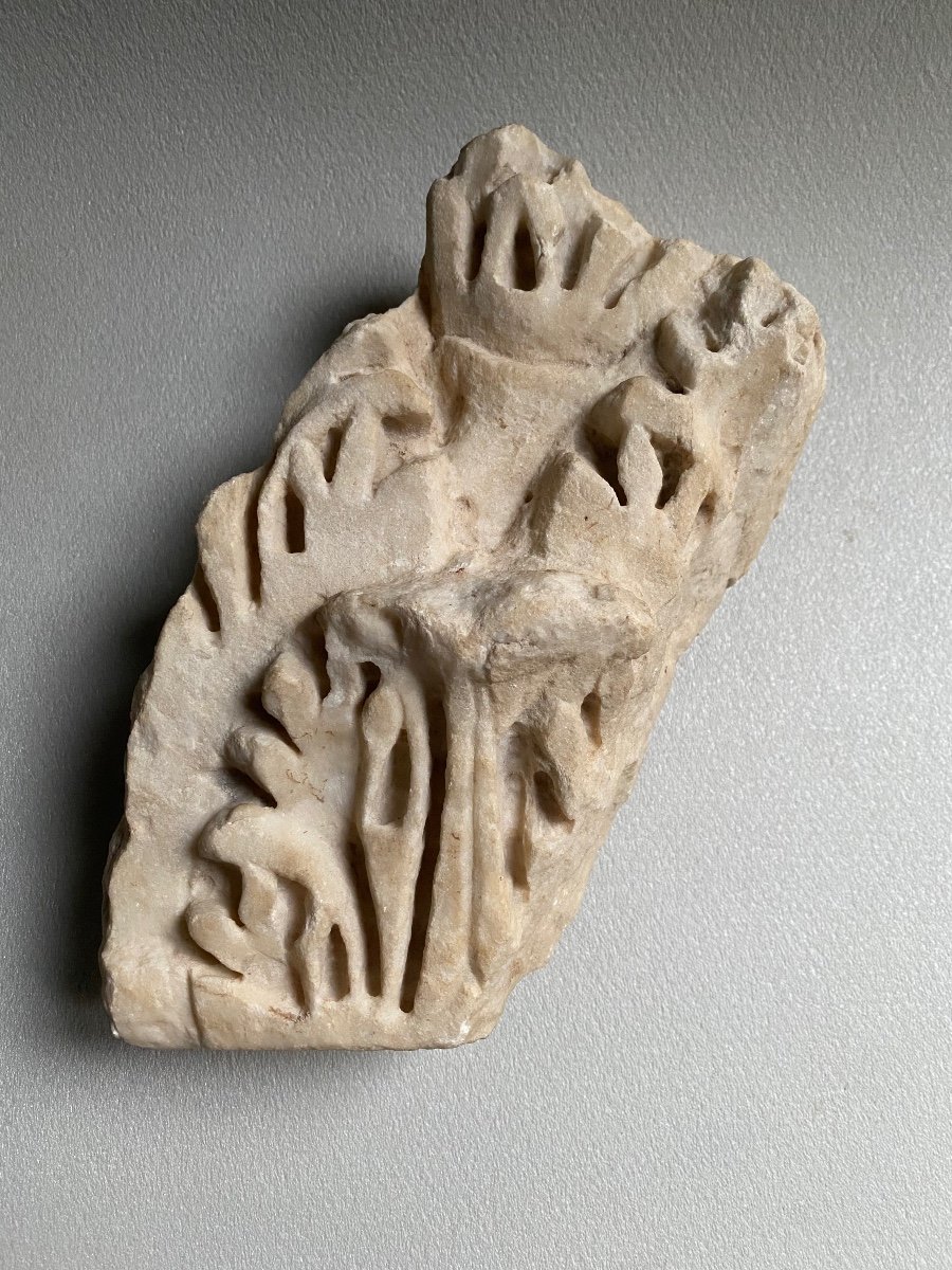 Fragment Of Corinthian Pilaster Capital Antique Roman Marble Acanthus Leaf -photo-3