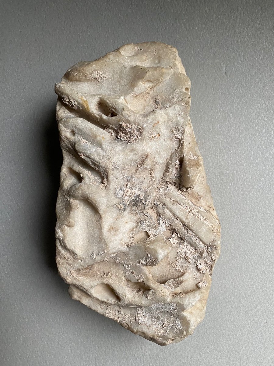 Fragment Of Corinthian Pilaster Capital Antique Roman Marble Acanthus Leaf -photo-3