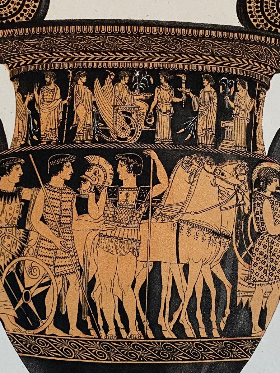 Engraving After Ancient  Greek Vase Krater With Horses Painter Of The Niobids At The Louvre -photo-4