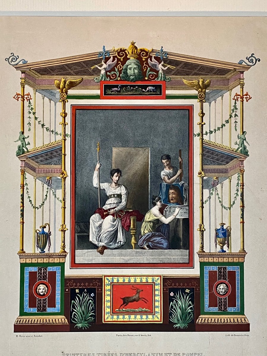 Naples, Fresque, Pompéi Herculanum, Dédicace d'Un Masque De Victoire d'Un Acteur Grec Antique-photo-3