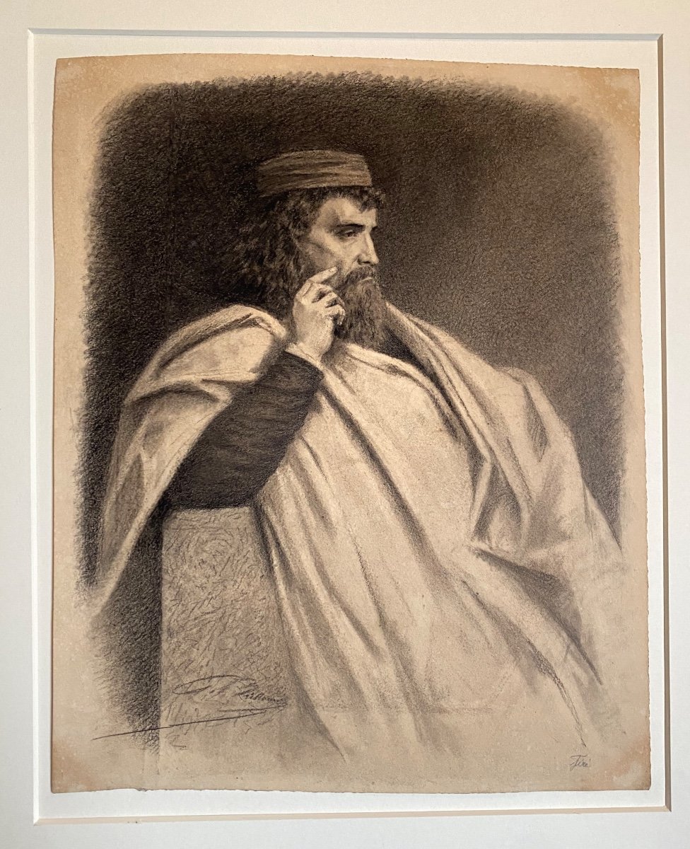 Le Philosophe, Portrait Homme Assis En Penseur Par Louis Georges Brillouin XIX -photo-2