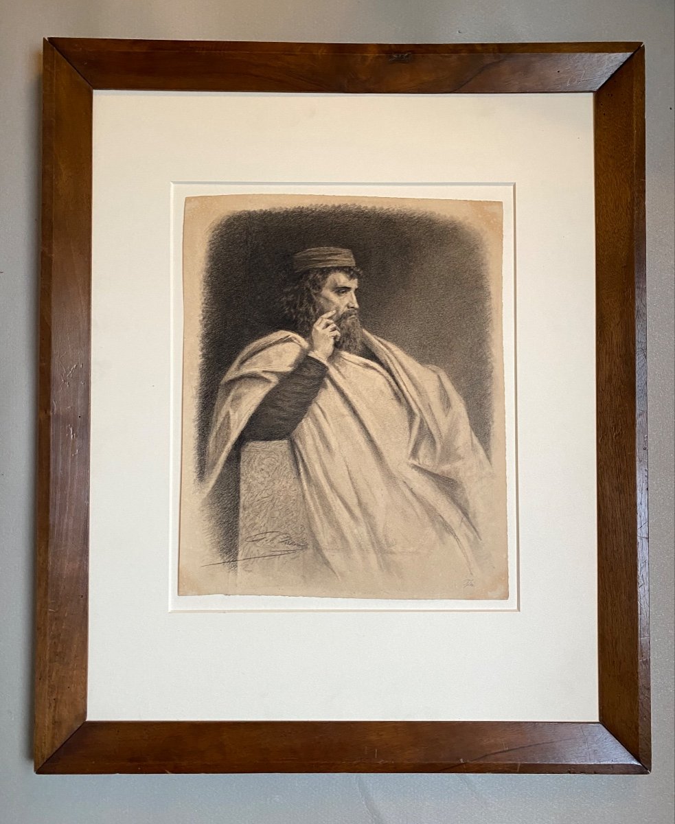 Le Philosophe, Portrait Homme Assis En Penseur Par Louis Georges Brillouin XIX 