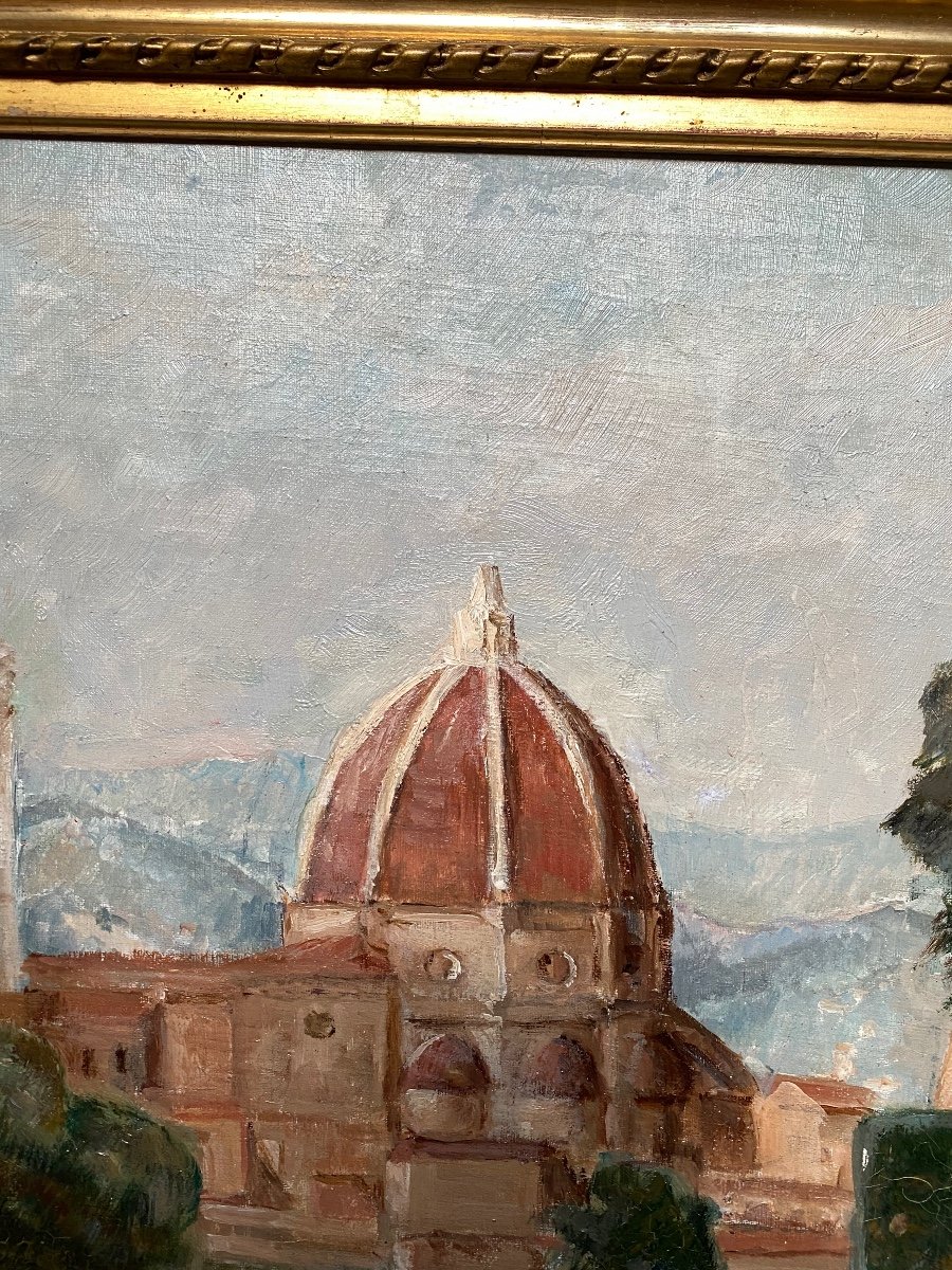  View Of Florence Landscape Italy Marie-yvonne Louguinine Wolkonsky Oil Painting XIX - XX -photo-3