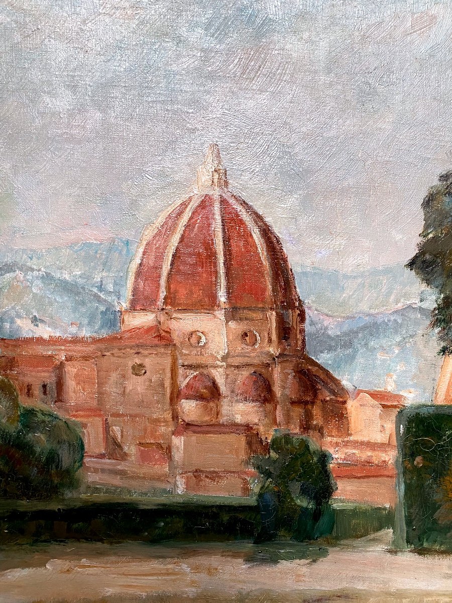  View Of Florence Landscape Italy Marie-yvonne Louguinine Wolkonsky Oil Painting XIX - XX -photo-2