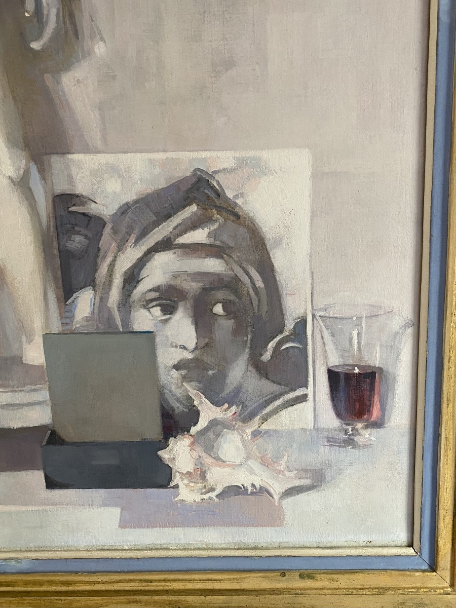 Ywan CERF Grande nature morte sculpture homme nu d’après marbre antique romain portrait femme-photo-3