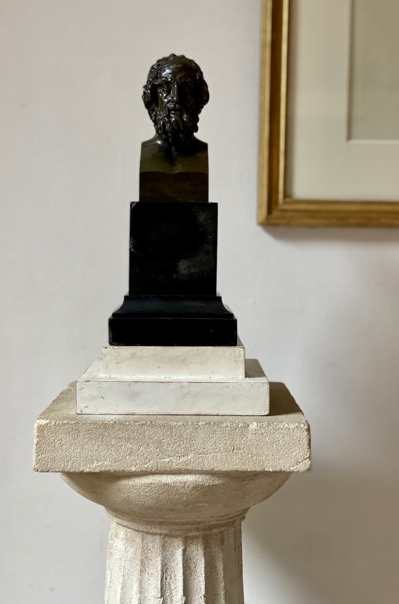 Buste d’ Homère l’après le marbre antique greco romain de la villa Albani-photo-2