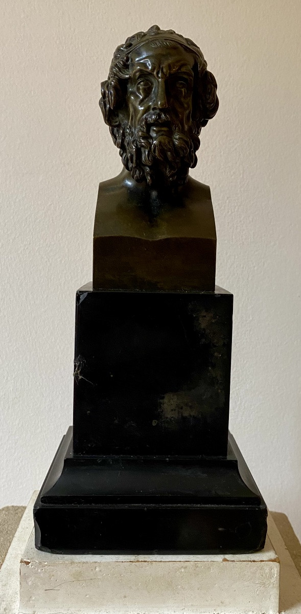 Buste d’ Homère l’après le marbre antique greco romain de la villa Albani-photo-3