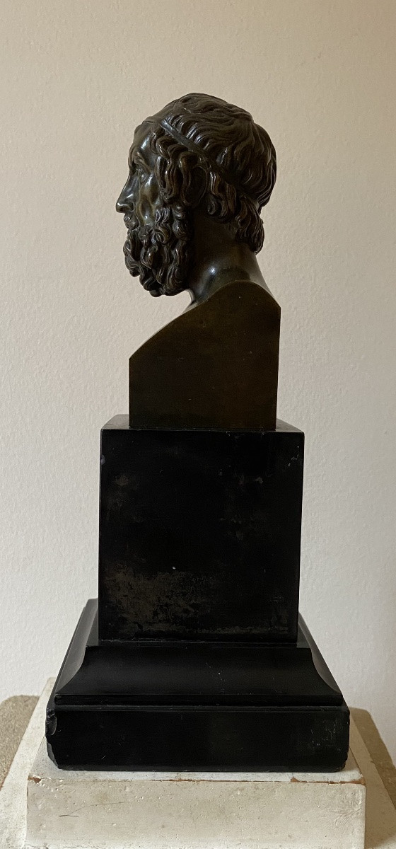 Buste d’ Homère l’après le marbre antique greco romain de la villa Albani-photo-3