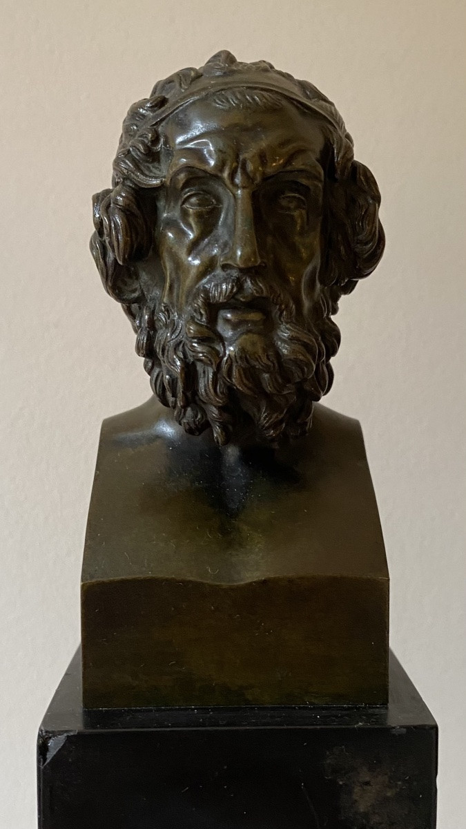 Buste d’ Homère l’après le marbre antique greco romain de la villa Albani-photo-4