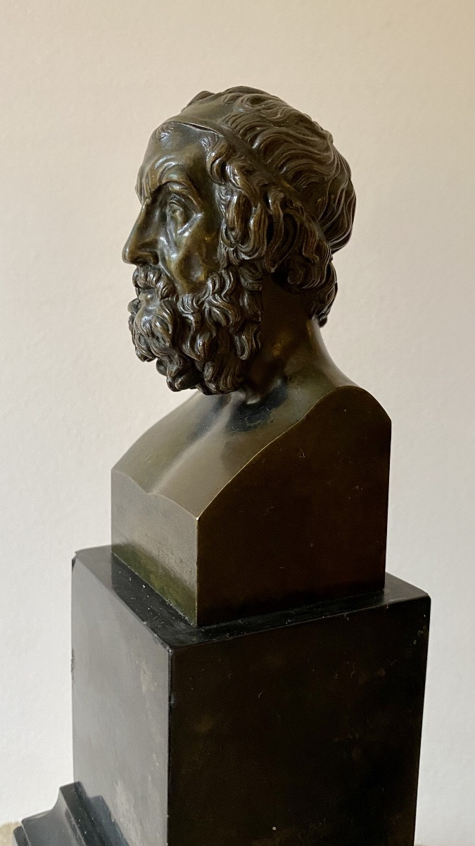 Buste d’ Homère l’après le marbre antique greco romain de la villa Albani-photo-5