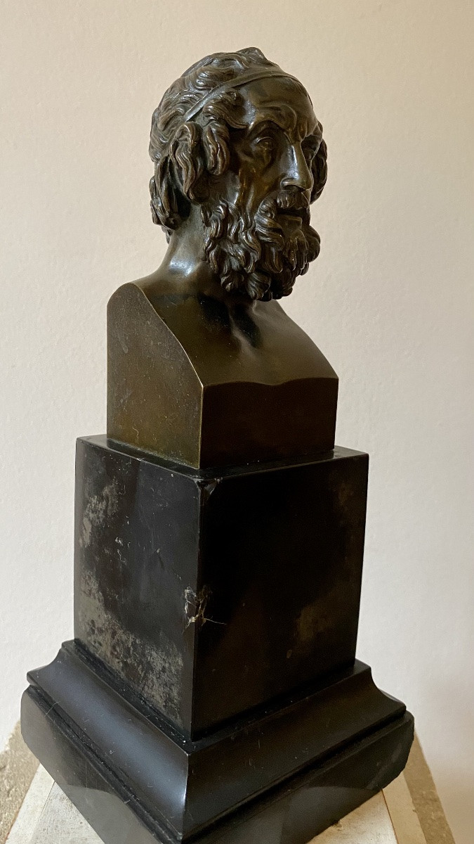 Buste d’ Homère l’après le marbre antique greco romain de la villa Albani-photo-6