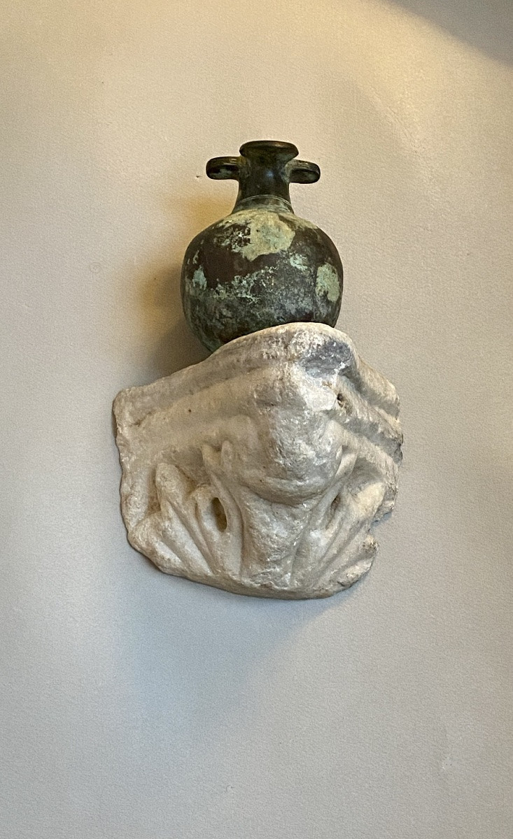 Marble Fragment, Volute From An Ancient Roman Capital For A Wall Bracket -photo-1