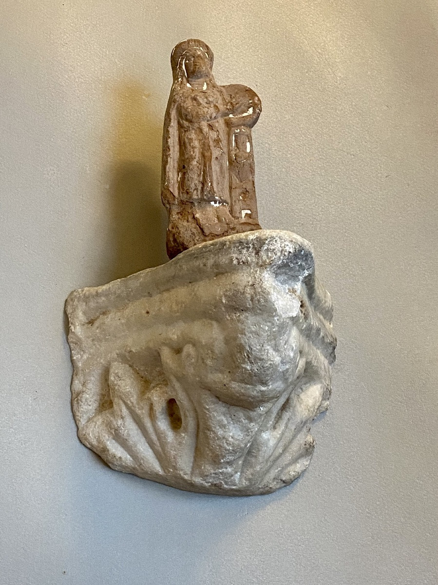 Marble Fragment, Volute From An Ancient Roman Capital For A Wall Bracket -photo-3