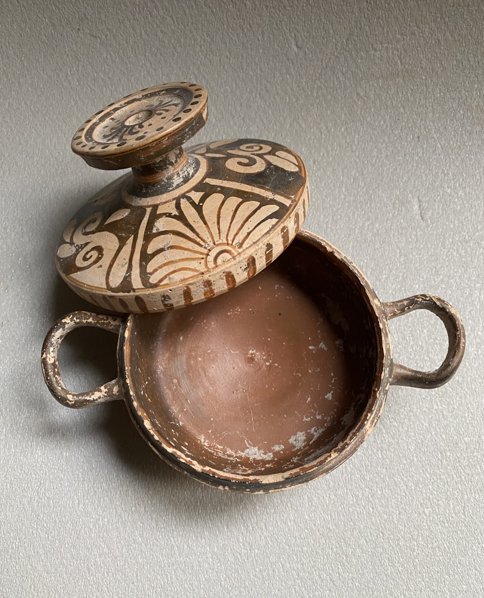 Pyxide vase Apulie art gerc   IVe av. J.-C céramique antique Grande Grèce -photo-3