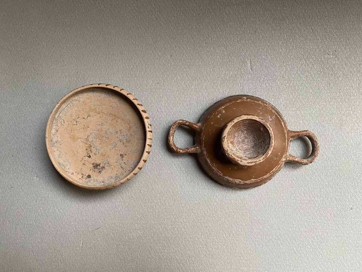 Pyxide vase Apulie art gerc   IVe av. J.-C céramique antique Grande Grèce -photo-3