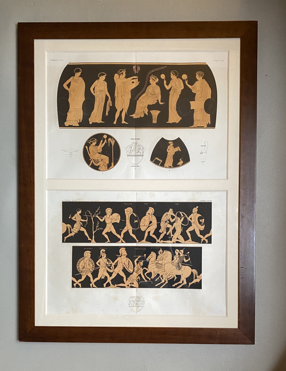 Drawings Of Greek Vases, 19th-century Engraving, Based On Ancient Ceramics-photo-2