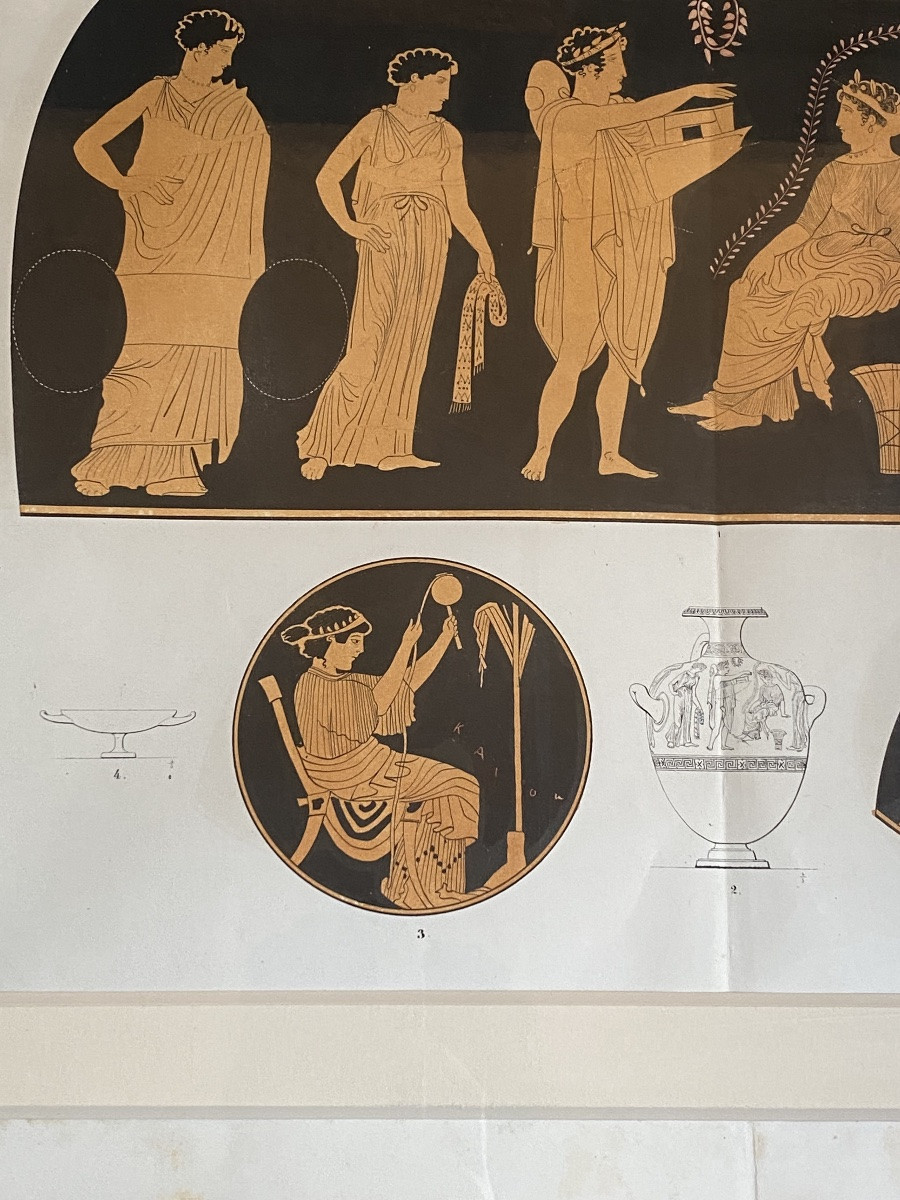 Drawings Of Greek Vases, 19th-century Engraving, Based On Ancient Ceramics-photo-4