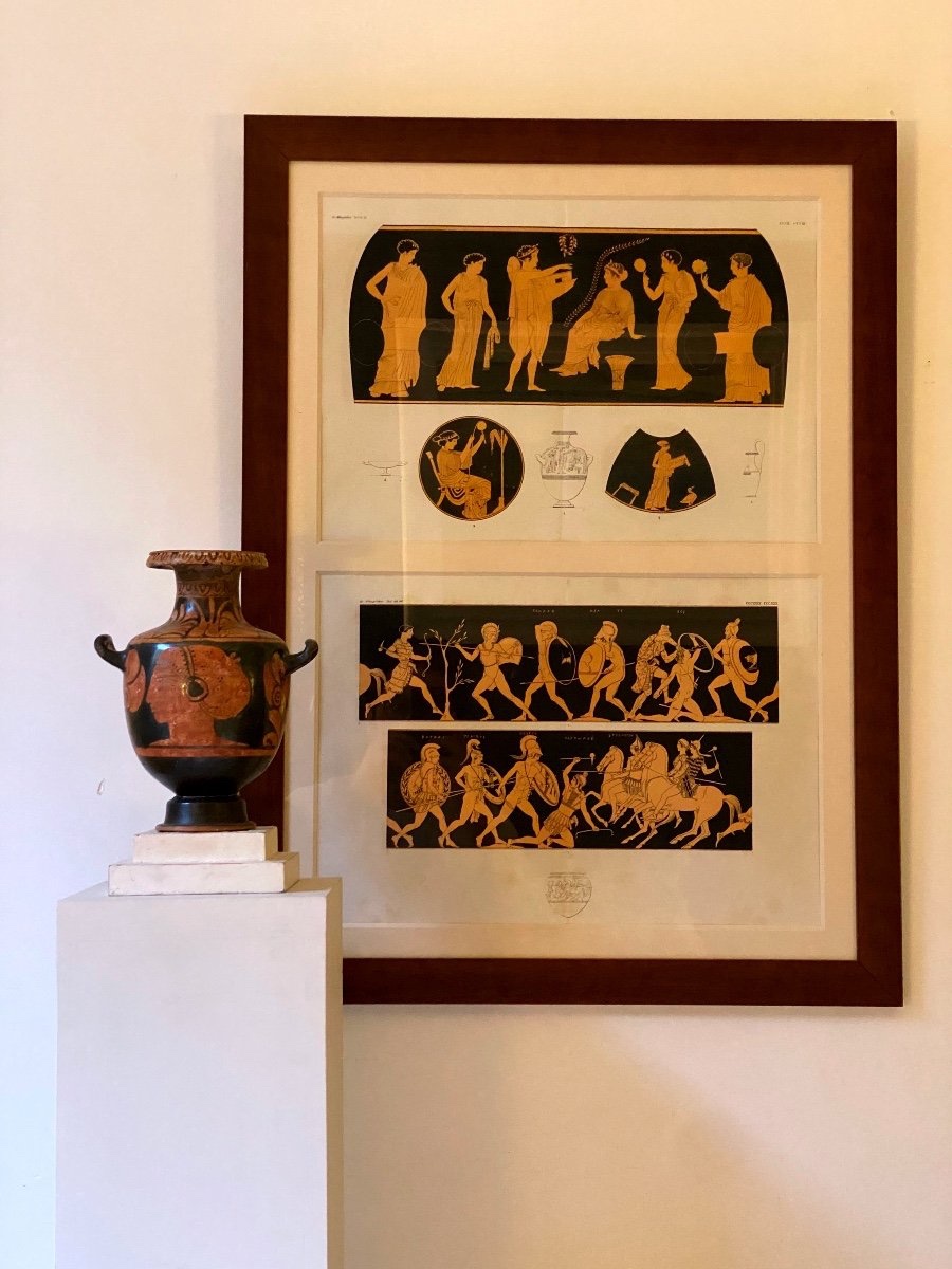 Drawings Of Greek Vases, 19th-century Engraving, Based On Ancient Ceramics-photo-1