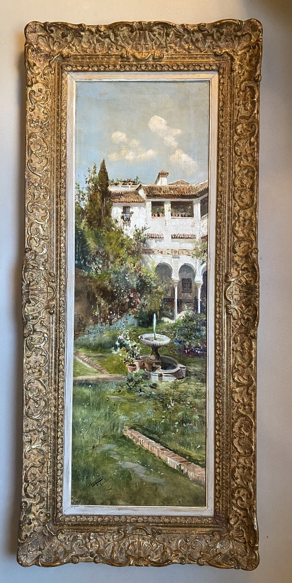 Toledo Garden Landscape Pair Paintings José Lupiáñez Carrasco Spain School Of Carlos De Haes-photo-2