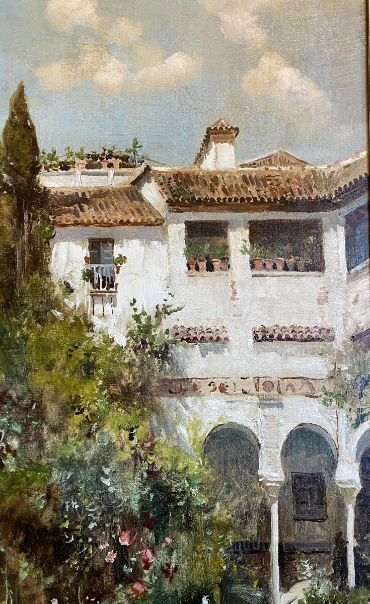 Toledo Garden Landscape Pair Paintings José Lupiáñez Carrasco Spain School Of Carlos De Haes-photo-3