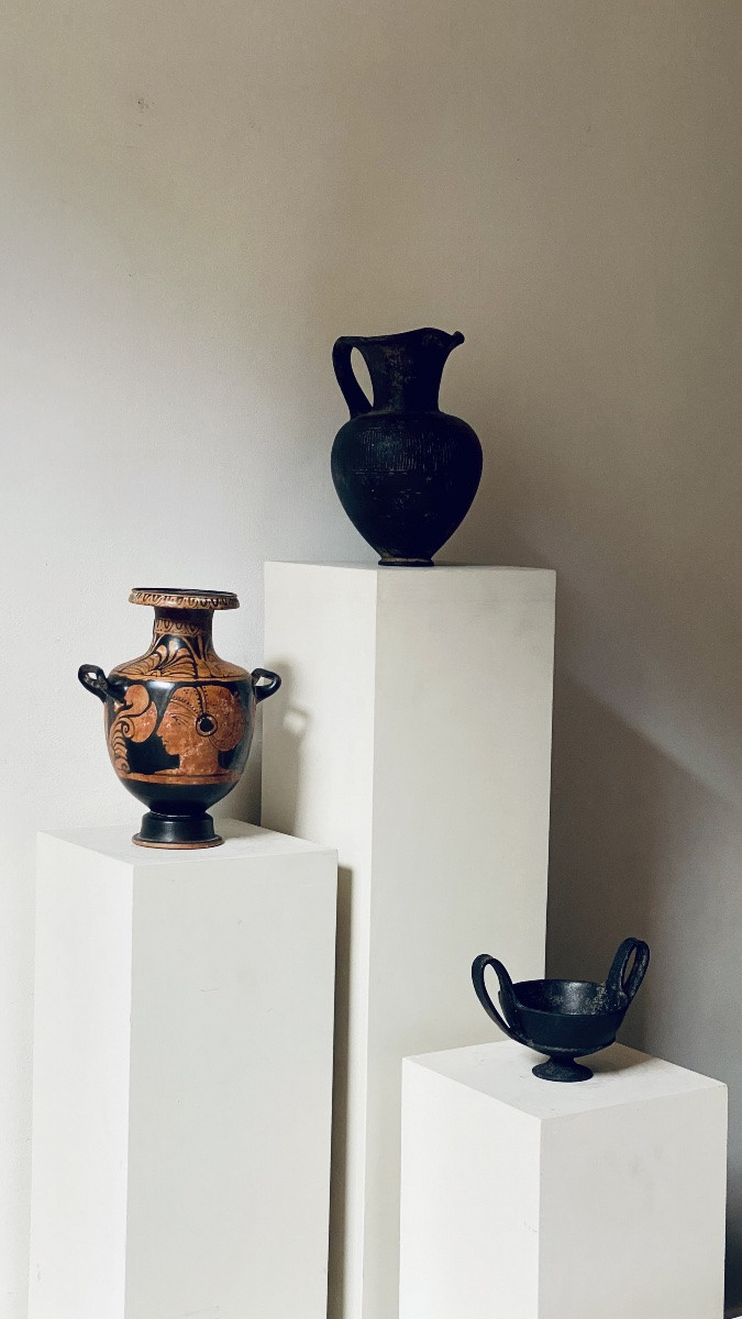 ŒNOCHOÉ BUCCHERO ÉTRURIE ITALIE VII VI AV. J.-C VASE PICHET À VIN ANTIQUE GREC ÉTRUSQUE-photo-7