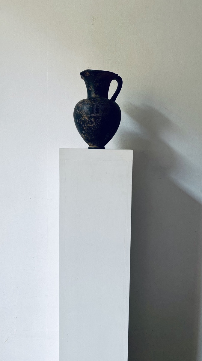 ŒNOCHOÉ BUCCHERO ÉTRURIE ITALIE VII VI AV. J.-C VASE PICHET À VIN ANTIQUE GREC ÉTRUSQUE