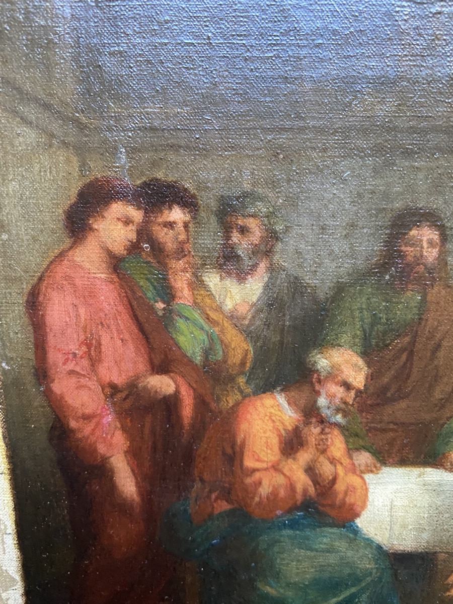 The Washing Of The Feet, Louis Roux, Sketch For A Religious Painting, Oil On Canvas, 19th Century-photo-2