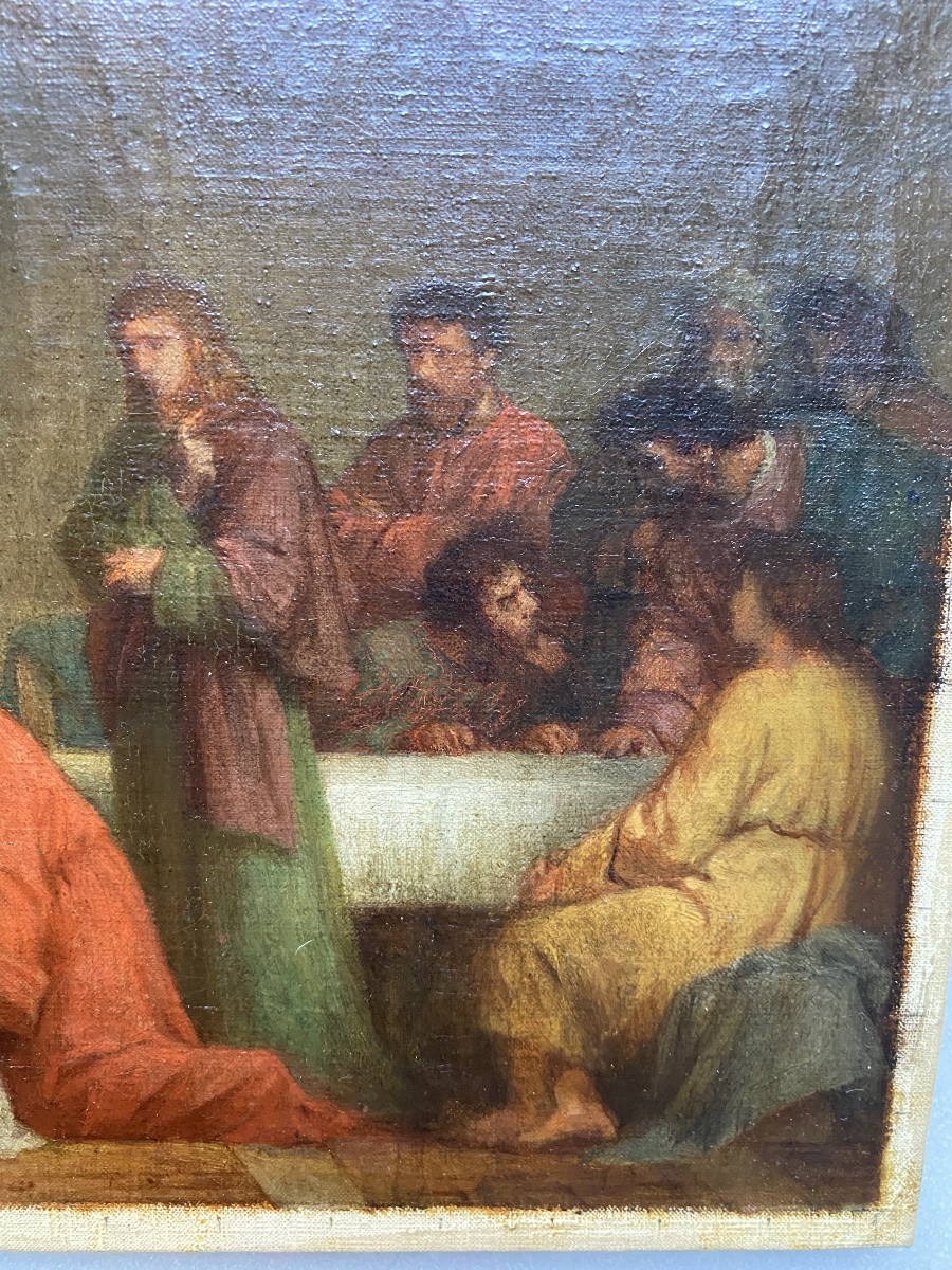 The Washing Of The Feet, Louis Roux, Sketch For A Religious Painting, Oil On Canvas, 19th Century-photo-3