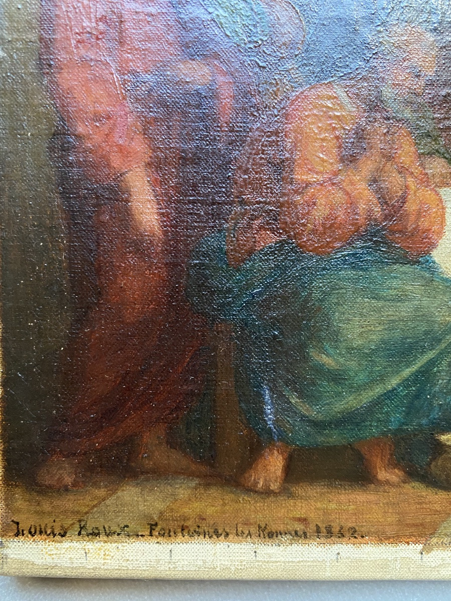 The Washing Of The Feet, Louis Roux, Sketch For A Religious Painting, Oil On Canvas, 19th Century-photo-4