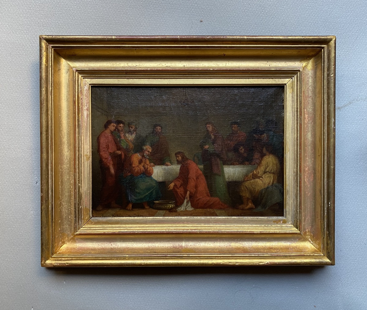 The Washing Of The Feet, Louis Roux, Sketch For A Religious Painting, Oil On Canvas, 19th Century-photo-6