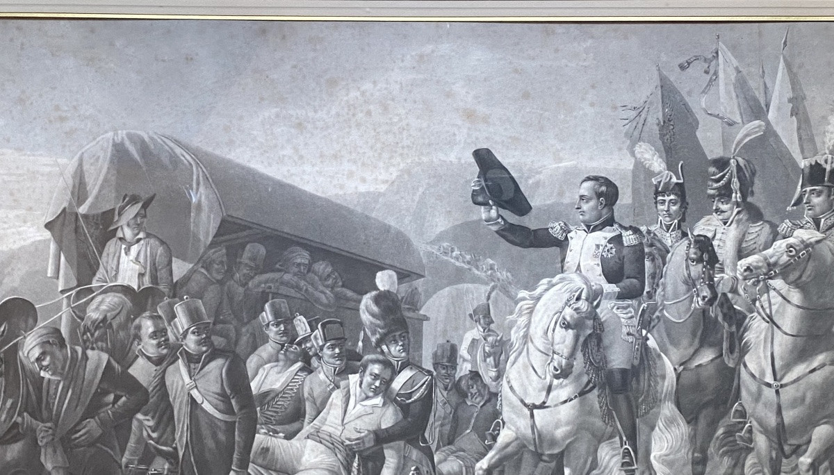 Napoleon Saluting Soldiers During The Retreat From Russia, XIX Empire Palmette Frame -photo-3