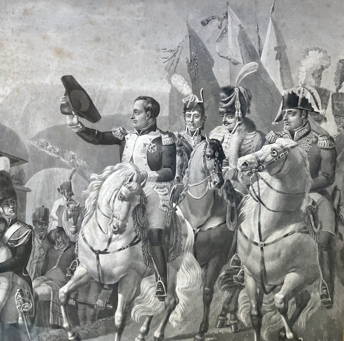 Napoleon Saluting Soldiers During The Retreat From Russia, XIX Empire Palmette Frame -photo-4