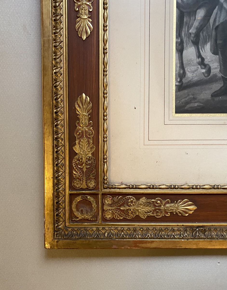 Napoleon Saluting Soldiers During The Retreat From Russia, XIX Empire Palmette Frame -photo-5